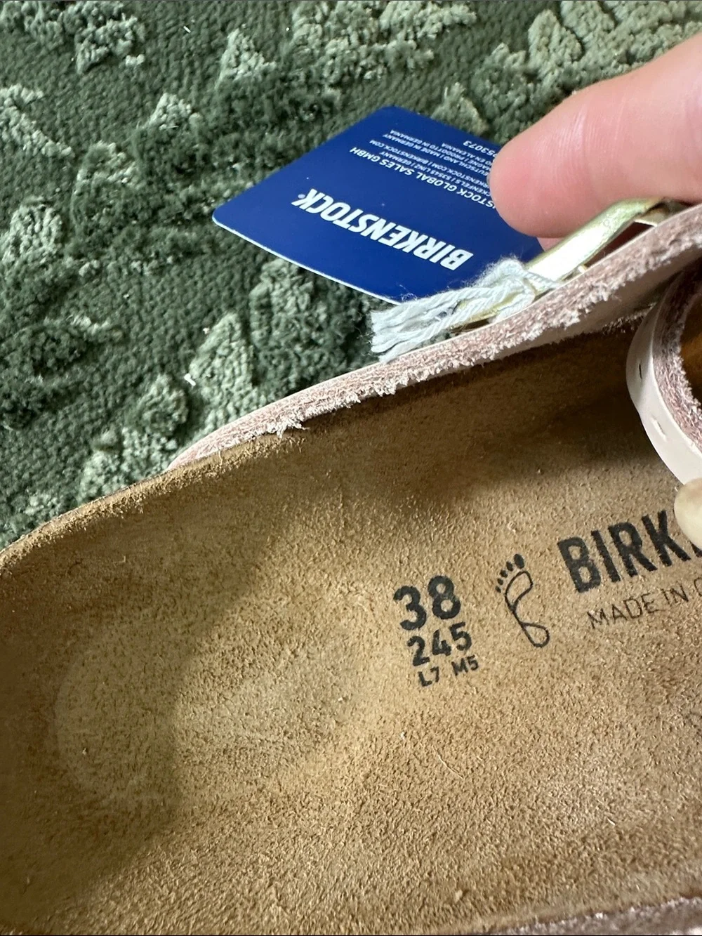 Birkenstock Gizeh Pink Floral Leather Thong Sandals - Picture 4 of 9